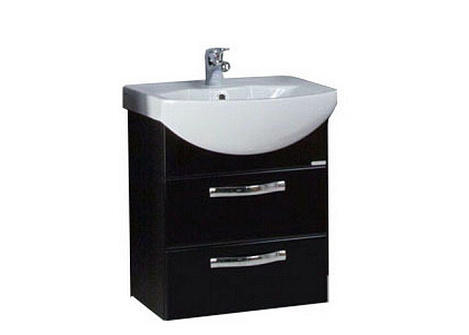 Комплект мебели Aquaton Ария 50 М (1A140001AA950) чёрный глянец (Тумба+раковина+зеркало)