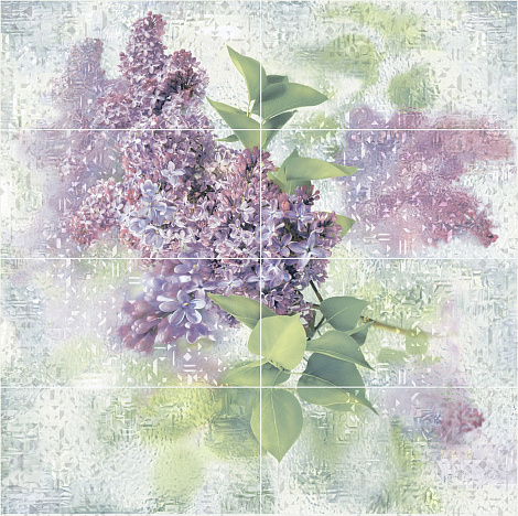 Панно для стены Alma Ceramica Сирио 100x99.6 PWU09SIR1, зеленый/сиреневый