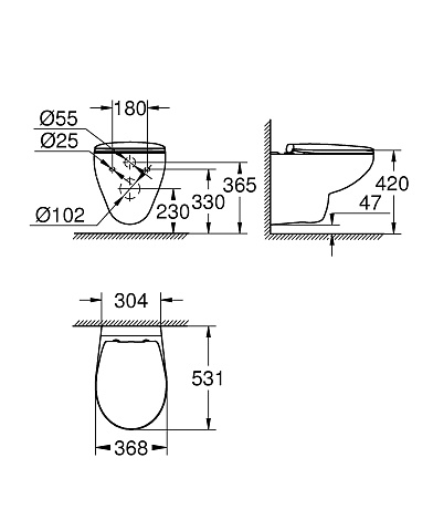 Подвесной унитаз Grohe Bau Ceramic 39351000 с сиденьем с микролифтом