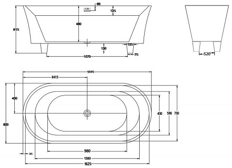 Акриловая ванна BelBagno 170x80 BB40-1700-MARINE