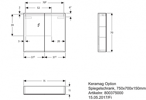 Шкаф зеркальный Keramag Renova Nr.1 Plan 800375000