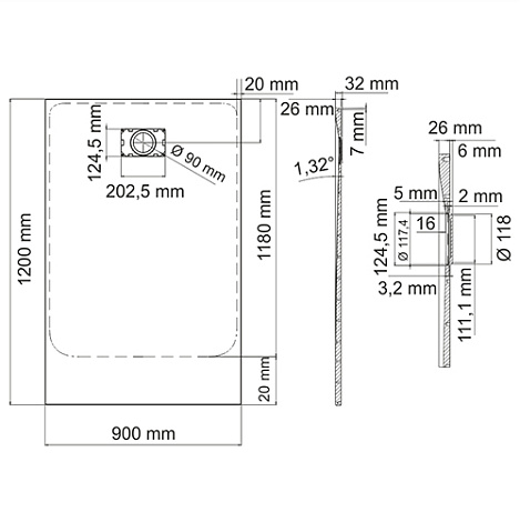 Душевой поддон WasserKRAFT Leine 35T07