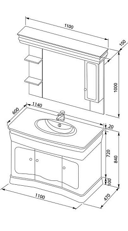 Комплект мебели Aquanet Греция 110 (172505) белый (Тумба+раковина+зеркало)