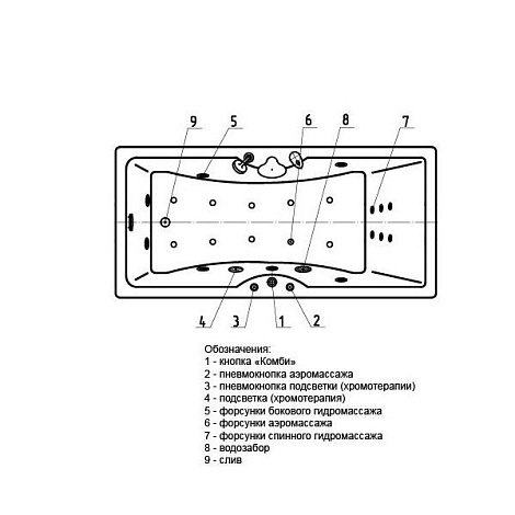 Гидромассаж Акватек Феникс 190 пневматическое управление, стандартные форсунки