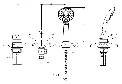 Смеситель для ванны Bravat Niagara F5140197CP-RUS встраиваемый