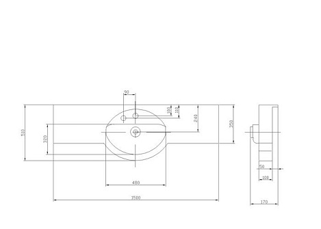 Комплект мебели Aquaton Отель 150 (1A70133NOT010) (Раковина+зеркало+полка)