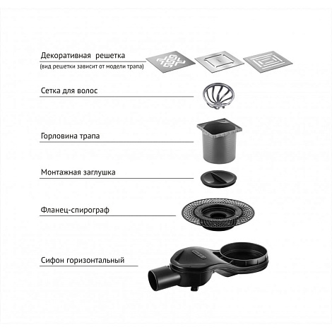 Душевой трап Berges PLATZ Antik 100x100 091160 хром глянец