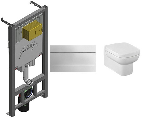 Комплект унитаз Jacob Delafon REPLAY E29025-NF+E4316-00+E4833-00+8320K-00 с инсталляцией, клавишей и сиденьем