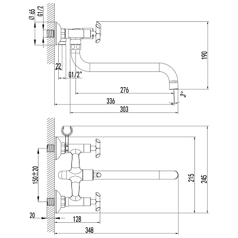 Смеситель для ванны Lemark Practica LM7551C