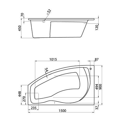 Акриловая ванна Santek Майорка 150x90 1WH111984 L