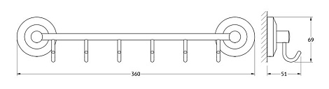 Штанга с 6-ю крючками 35 cm FBS Standard STA 027