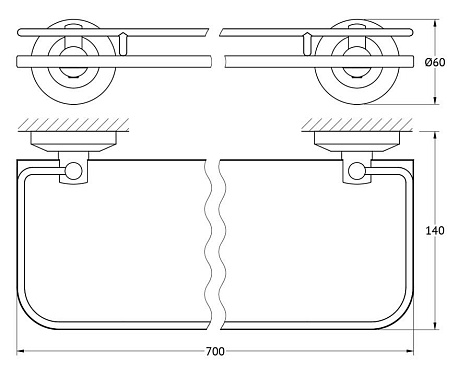 Полка с держателями 70 cm FBS Standard STA 017