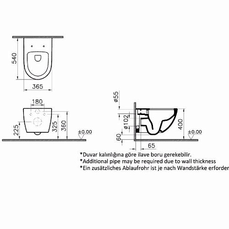 Подвесной унитаз Vitra Sento 7748B003-0075