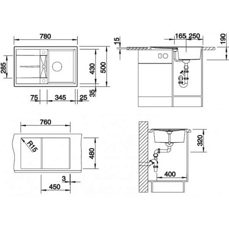 Кухонная мойка Blanco METRA 45 S SILGRANIT PuraDur 520566, жемчужный