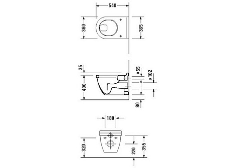 Подвесной унитаз Duravit Starck 3 22010900001-WG