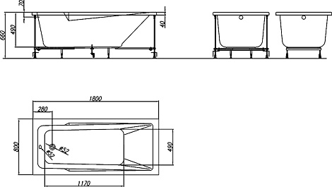 Акриловая ванна Kolpa Armida 180 Basis 180x80