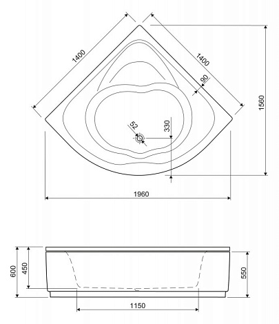 Акриловая ванна Cezares Cetina 140x140 CETINA-140-140-41