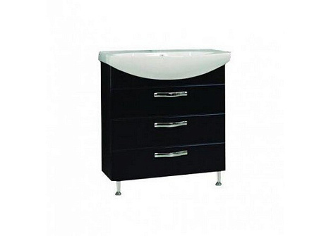 Комплект мебели Aquaton Ария 80 Н (1A141301AA950) чёрный глянец (Тумба+раковина+зеркало)