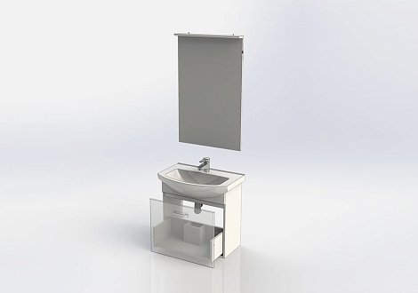 Комплект мебели Aquanet Ирис 65 (198814), Белый (Тумба+раковина+зеркало)
