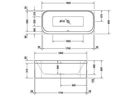 Акриловая ванна Duravit Happy D.2 180x80 700319000000000