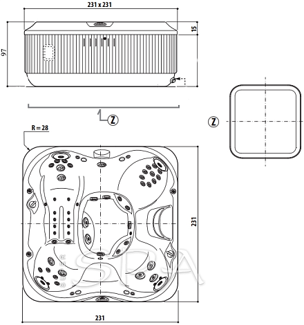 Мини-бассейн Jacuzzi SPA J375 231х231 9444-95065 Platinum