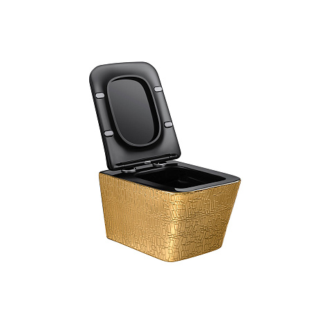 Унитаз подвесной Vincea Q-Line VT1-12G1B безободковый золото/черный ультратонкое soft-close сиденье