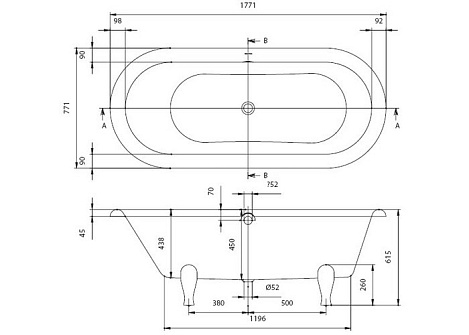 Квариловая ванна Villeroy&Boch Hommage 177x77 BQ180HOM7V-96