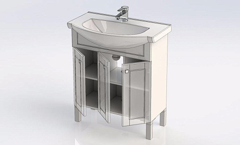 Тумба с раковиной Aquanet Честер 75 (186100+183610) белый/золото