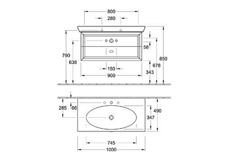 Тумба с раковиной Villeroy&Boch La Belle A58410DJ+612411R1, бриллиантовый белый