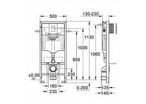 Инсталляция для унитаза Grohe Rapid SL 38775001 в комплекте с клавишей