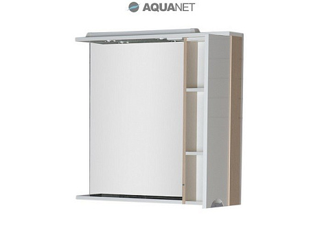 Шкаф-зеркало Aquanet Гретта 90 (173987) белое/светлый дуб