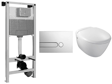 Комплект унитаз Jacob Delafon Presquile E5504-NF+E4326-CP+E4440-00 с инсталляцией, клавишей и сиденьем