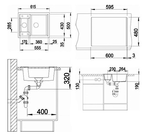 Кухонная мойка Blanco METRA 6 SILGRANIT PuraDur 516165, антрацит
