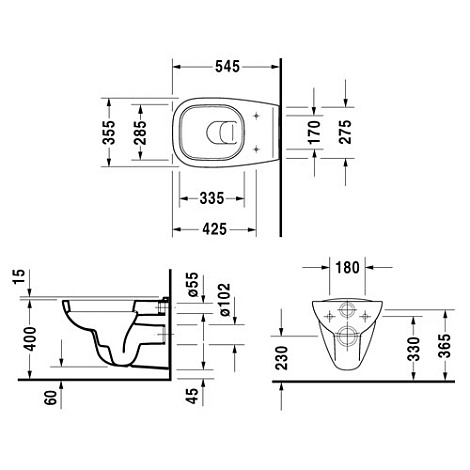 Унитаз подвесной Duravit D-Code 45351900A1 (25350900002+0067310000) с крышкой-сиденьем