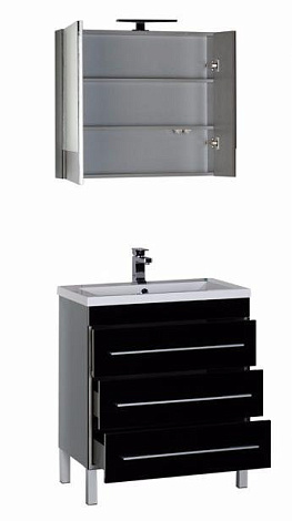 Комплект мебели Aquanet Верона NEW 75 (231041) черный (Тумба+раковина+зеркало)