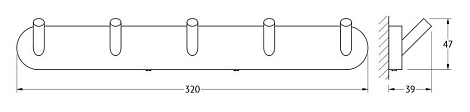 Планка с 5-ю крючками 32 cm ARTWELLE Harmonie HAR 003