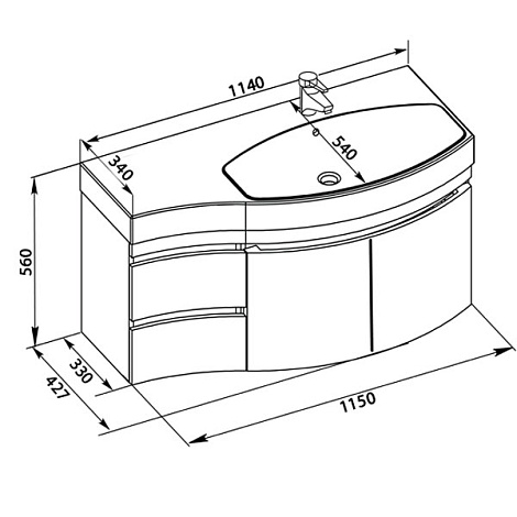 Тумба с раковиной Aquanet Опера 115 (169654+169399), Белый R