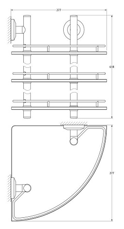 Полка угловая 3-х ярусная 28 cm FBS Standard STA 073