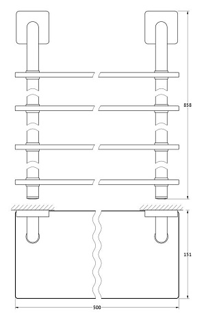 Полка 4-х ярусная 50 cm ELLUX Avantgarde AVA 048