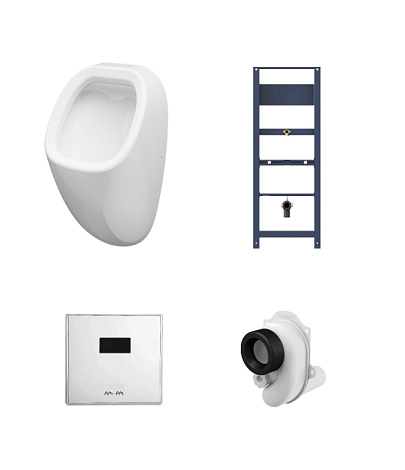 Писсуар с декором AM.PM Spirit 2.0 C707005WP с инсталляцией, клавишей и сифоном