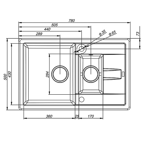 Кухонная мойка IDDIS Vane V16B785i87, черная