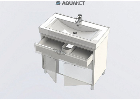 Тумба под раковину Aquanet Гретта 90 (177068) белый/венге