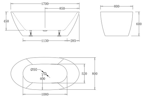 Акриловая ванна BelBagno 170x82.5 BB77-1700