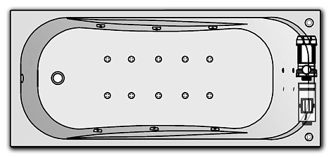 Комплектация Kolpa String 170x70 Magic (массаж: боковой, спины, аэромассаж magic)