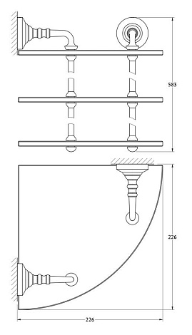 Полка угловая 3-х ярусная 23 cm 3SC STILMAR STI 119