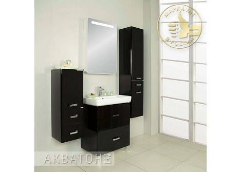 Комплект мебели Aquaton Америна 70 Н L (1A169301AM950) черный (Тумба+раковина+зеркало)