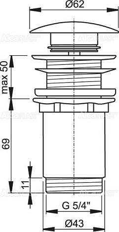 Донный клапан Alcadrain A395 click-clack