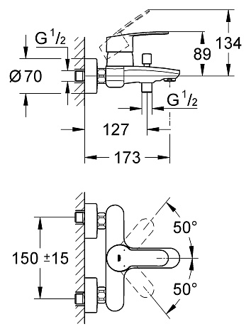 Смеситель для ванны Grohe Eurostyle Cosmopolitan 33591002