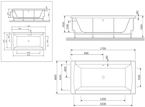 Панель боковая для ванны AM.PM Admire W1AA-180-080W-S
