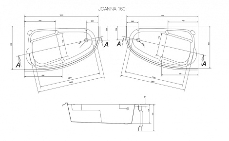 Акриловая ванна Cersanit JOANNA 160x95 WA-JOANNA*160-L-W левая